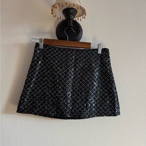 Divided Black Sequin Mini Skirt